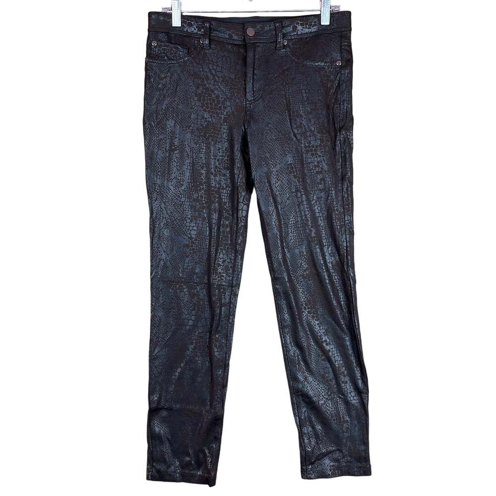 Chicos Womens Pants Brown Animal Print Mid Rise Elastic Waist Straight 0 (S)